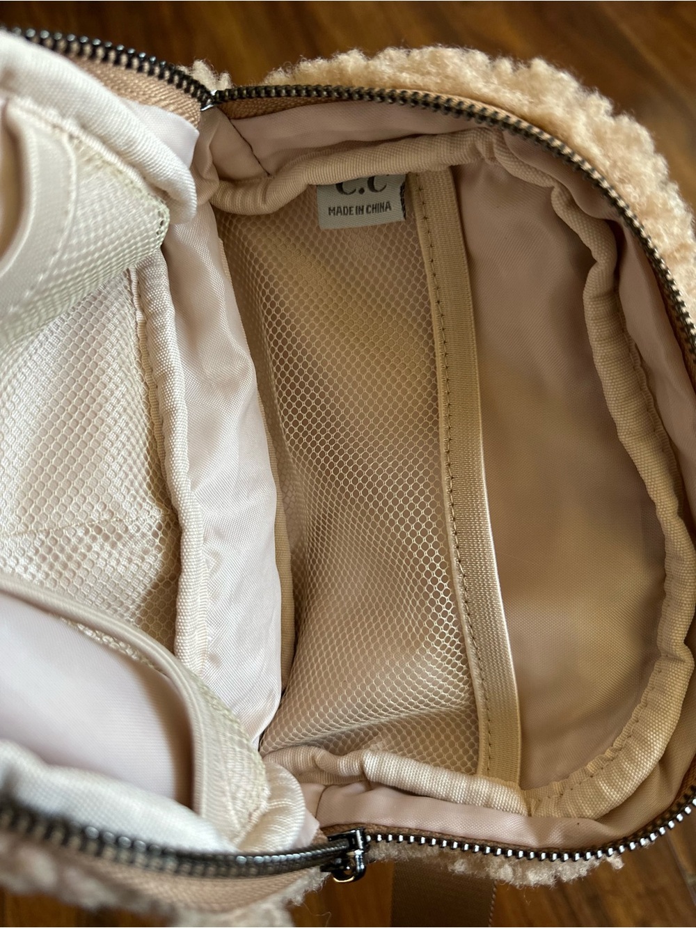 C.C Teddy Sherpa Belt Bag - Beige - Picture 10 of 10
